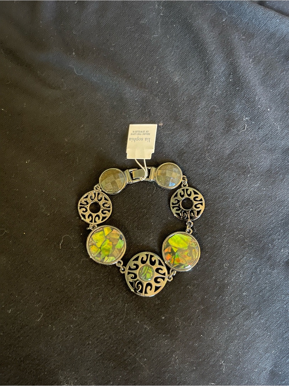 Lia Sophia Iridescent Green Mosaic Filigree Bracelet